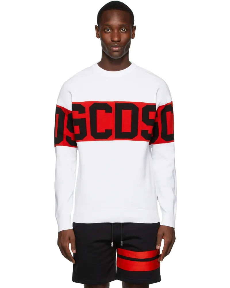GCDS White Logo Band Sweater 01