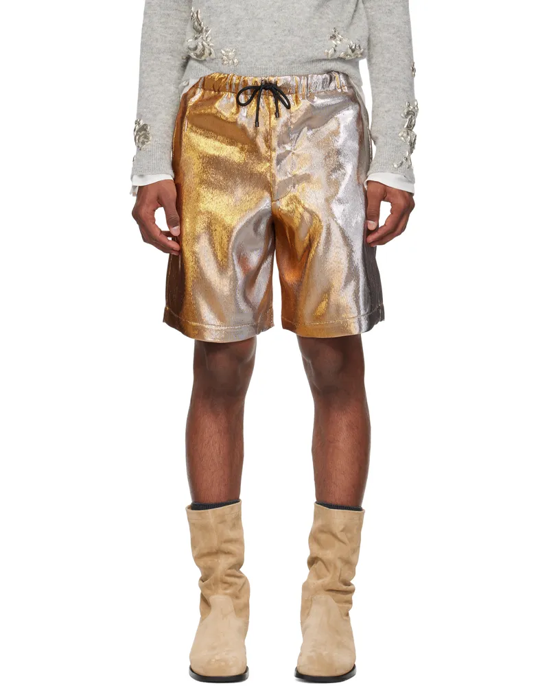 Dries van Noten Gold Lamé Shorts 954