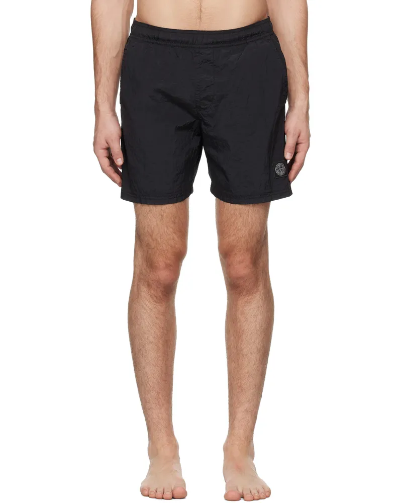 Stone Island Black Crinkled Swim Shorts A0029