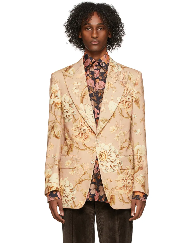 Tom Ford Pink Corduroy Floral Blazer 2ver36