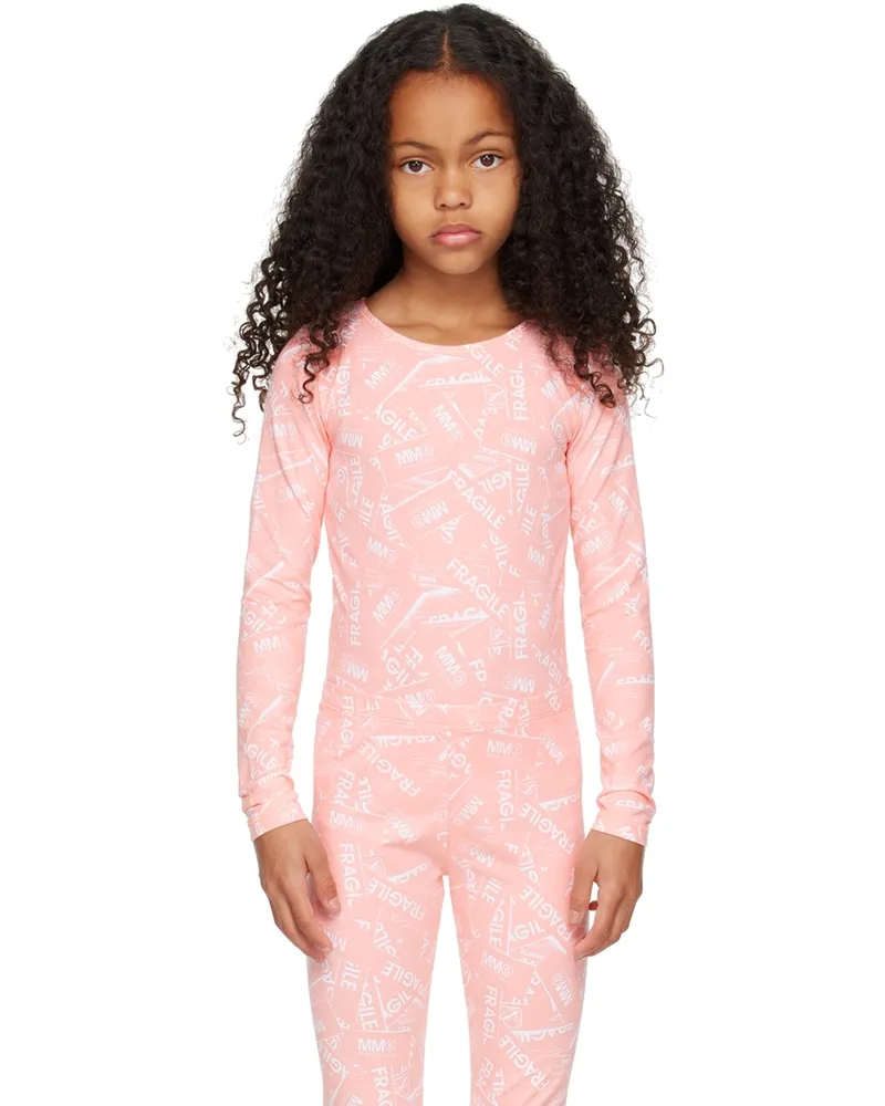 Maison Margiela Kids Pink Logo Bodysuit M6302