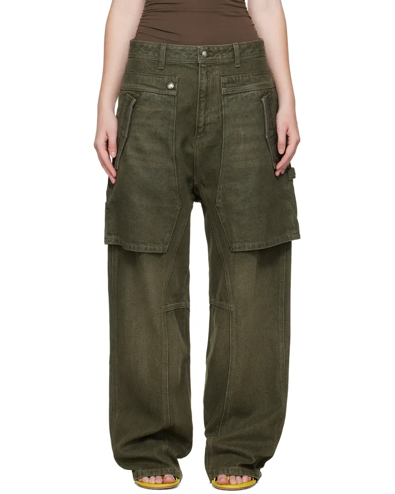 Andersson Bell Green Raptor Layered Wide-Leg Jeans Dnm