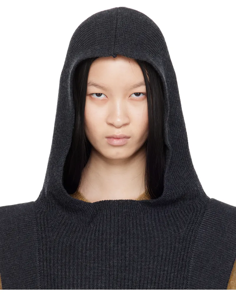 Isabel Marant Gray Ginny Hooded Scarf 02dg