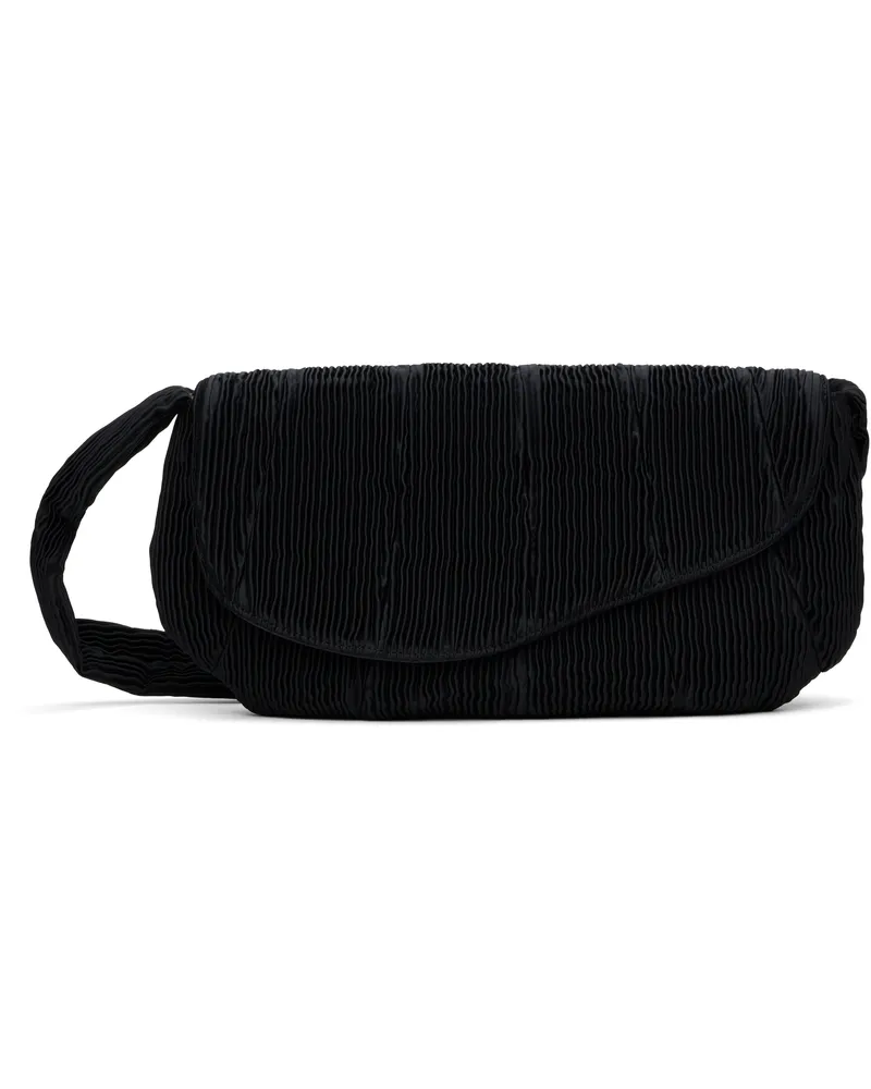 Collina Strada Black Pleated Caterpillar Messenger Bag Pleated