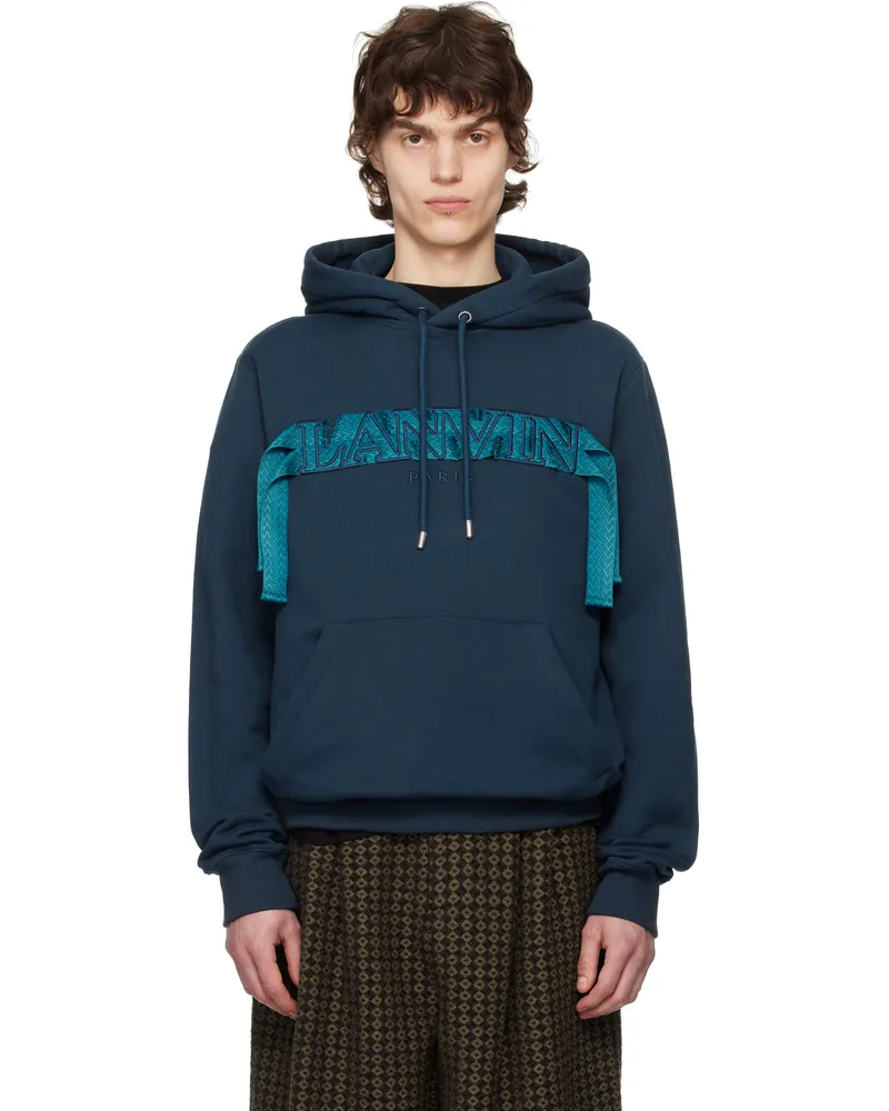 Lanvin Navy Curb Lace Hoodie Petrol