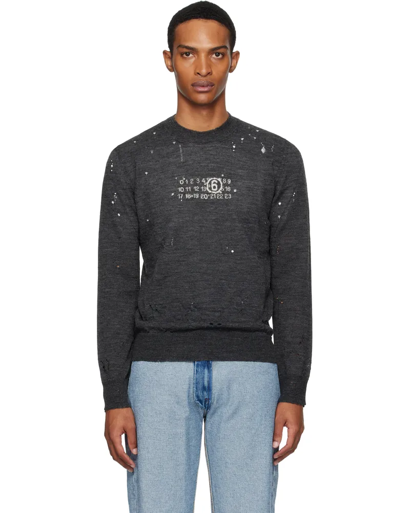 Maison Margiela Gray Numeric Knit Sweater 855