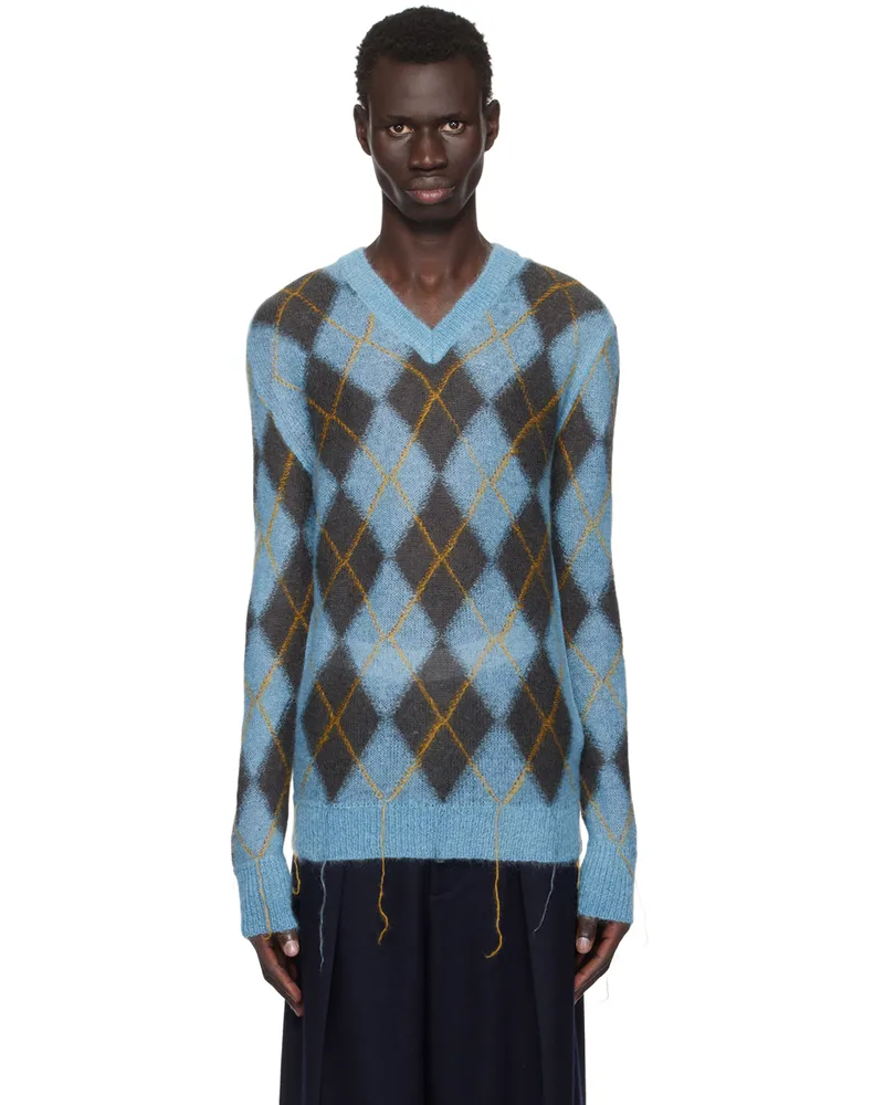 Marni Blue Argyle Sweater Arb47