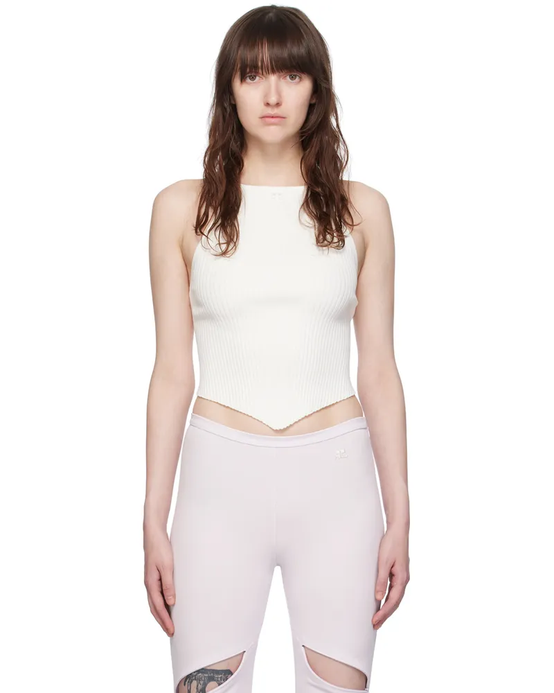 Courrèges White Pointy Tank Top 0001