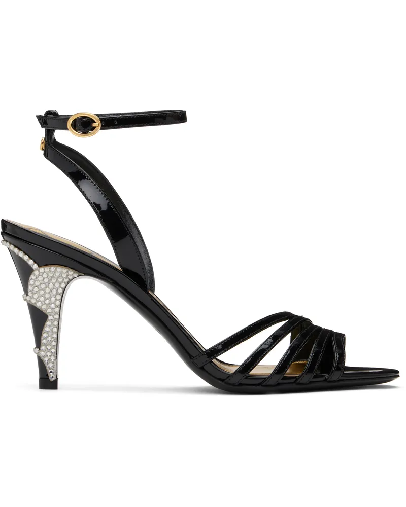 Valentino Garavani Black Ladycrush Patent Leather Heeled Sandals R2d