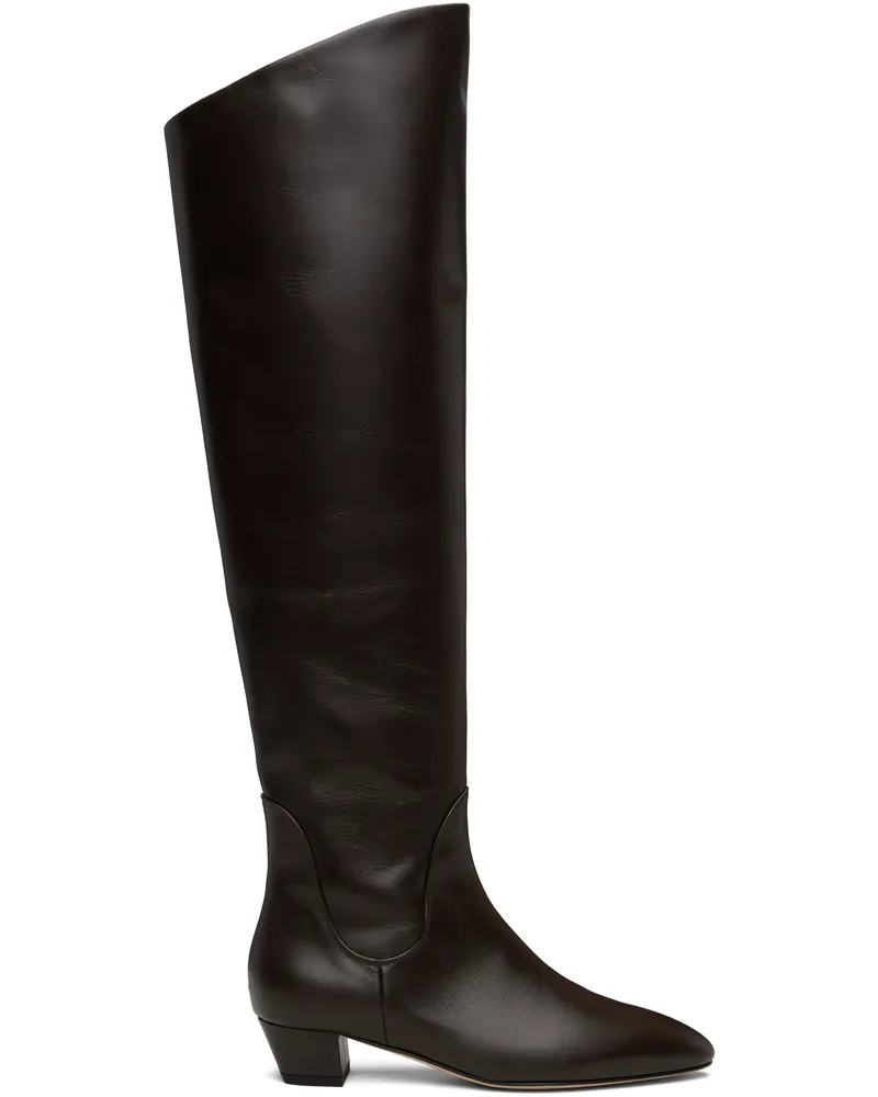 aeyde Brown Yonda Tall Boots Moka