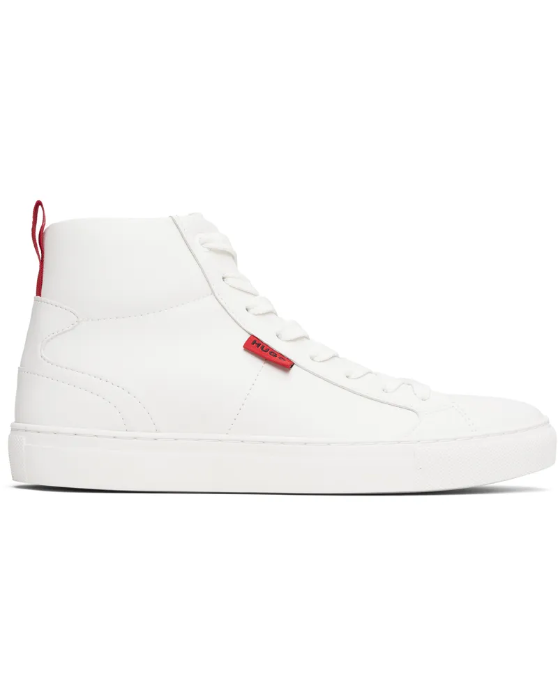 HUGO BOSS White Faux-Leather High-Top Sneakers 116-open