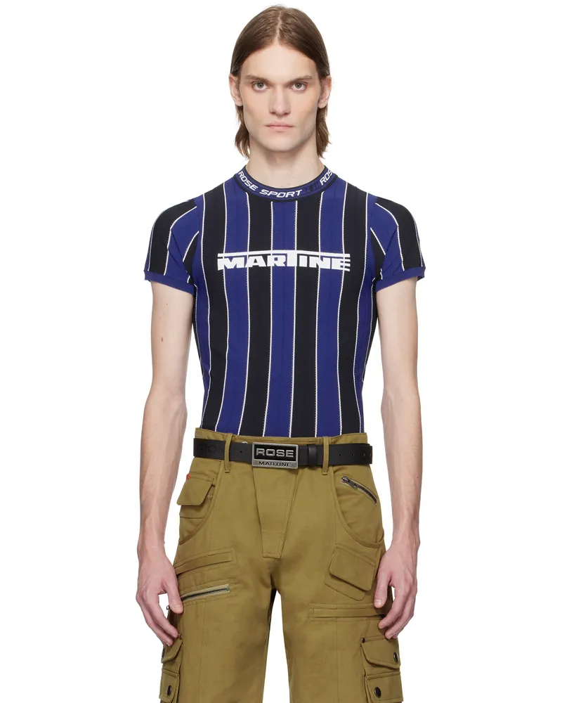 Martine Rose Blue Logo Tight T-shirt Blue