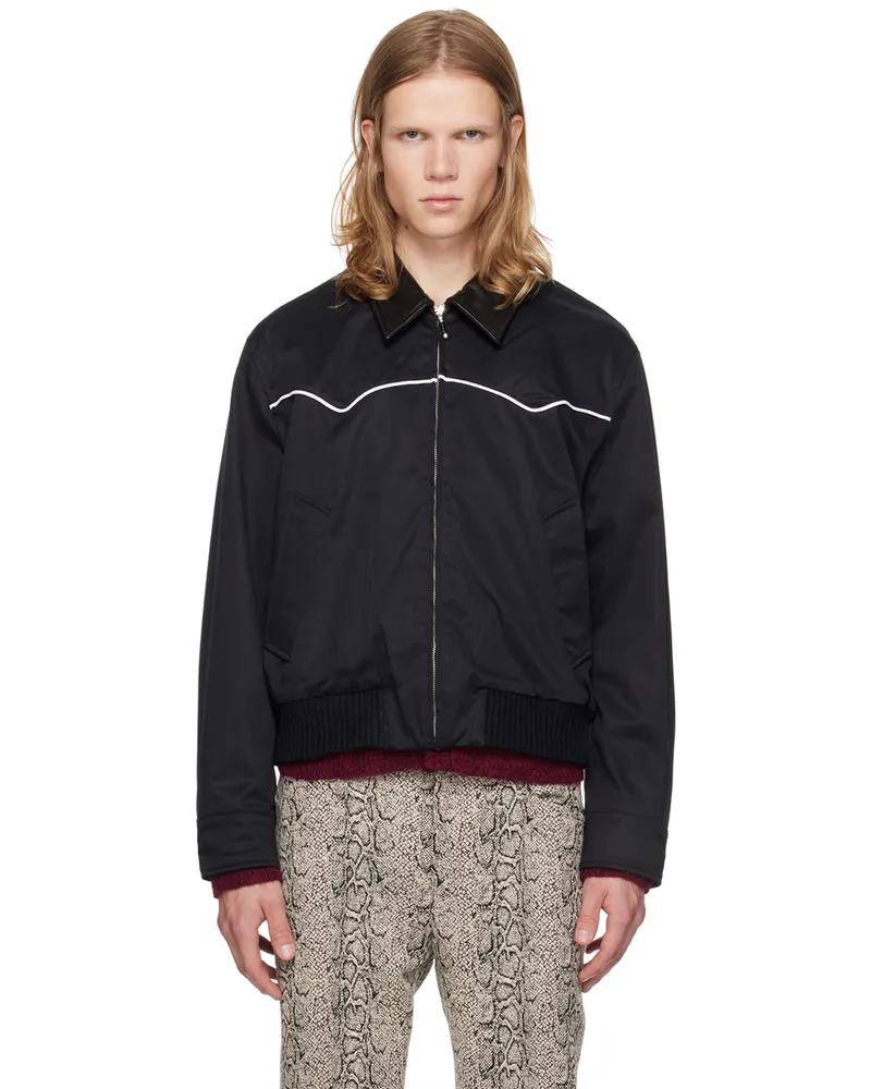 Ernest W. Baker Black Western Harrington Jacket Black
