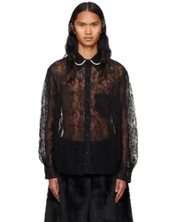 Simone Rocha Black Sheer Pearl Classic Fit Shirt Black