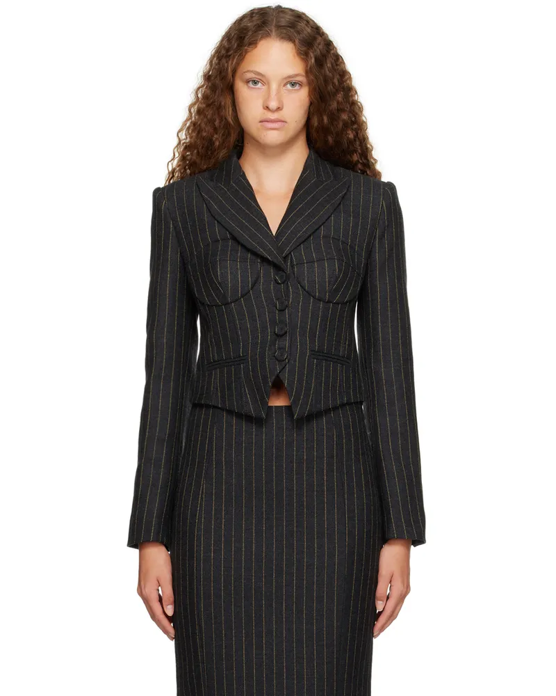 Moschino Gray Pinstripe Cropped Blazer J1490