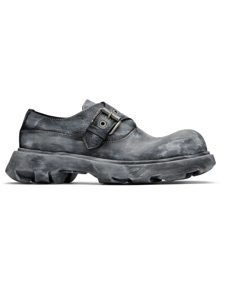 Acne Studios Black & Gray Buckle Leather Loafers Aik