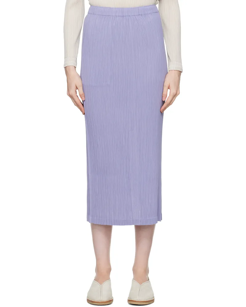 Issey Miyake Blue Hatching Midi Skirt Asagao