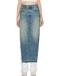 R13 Blue Side Slit Denim Maxi Skirt Clinton