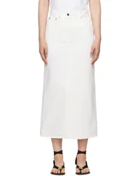 Loulou Studio White Rona Denim Midi Skirt Ivory