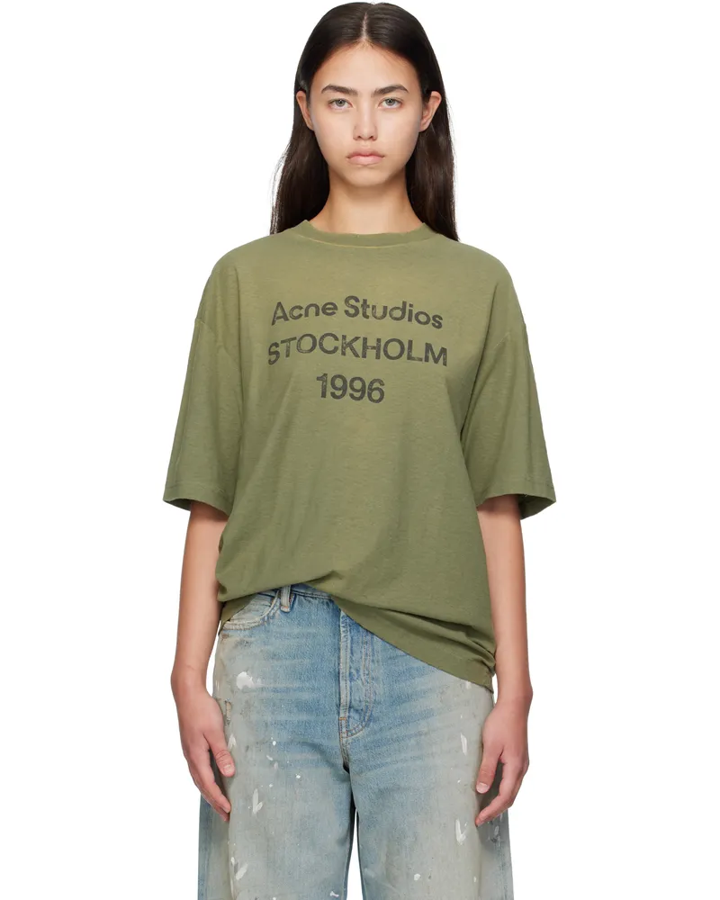 Acne Studios Green Logo Relaxed-Fit T-shirt Ab7