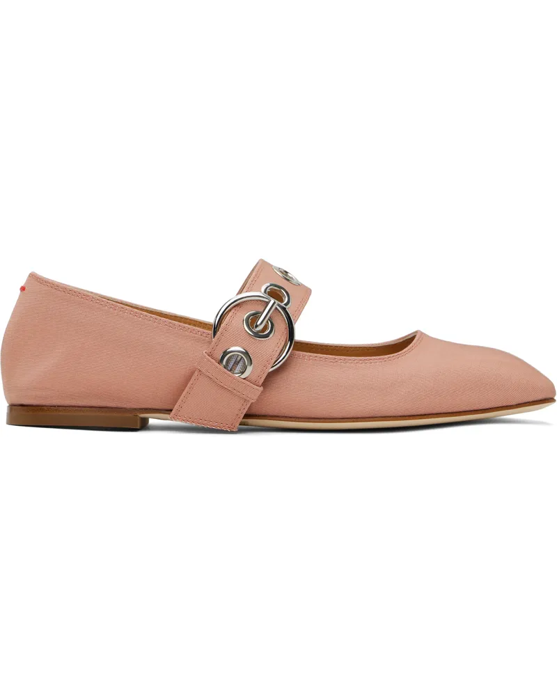 aeyde Pink Uma Eyelet Ballerina Flats Coral