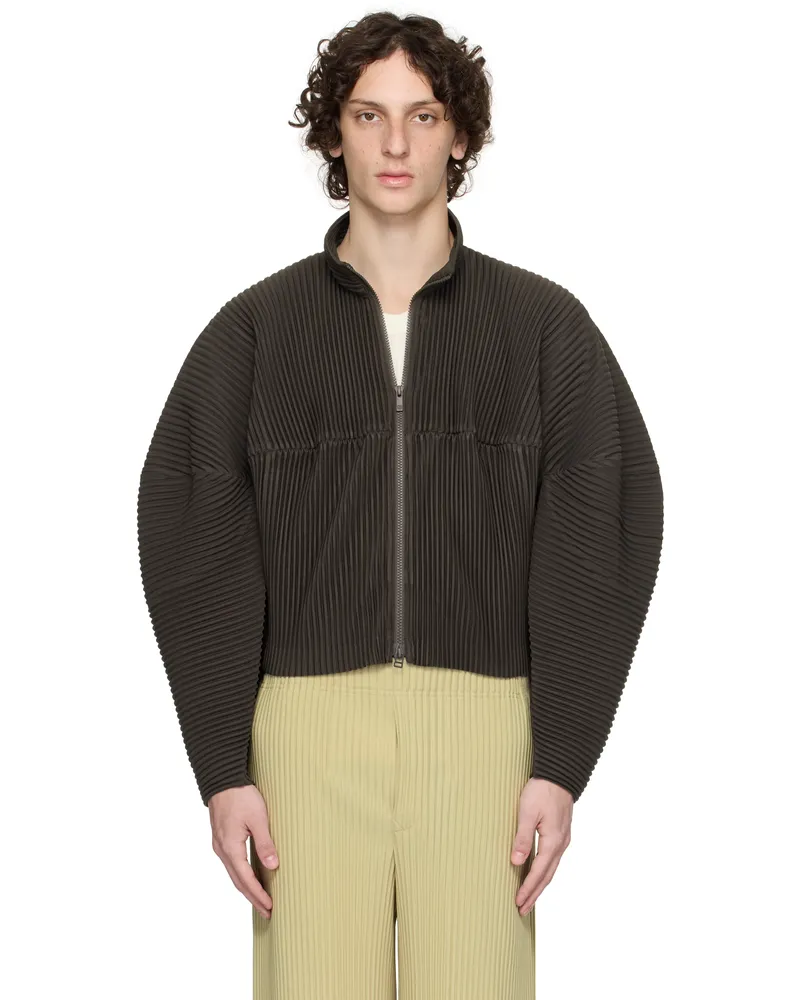 Issey Miyake Brown Kinetic Sculpture Jacket 46-greige