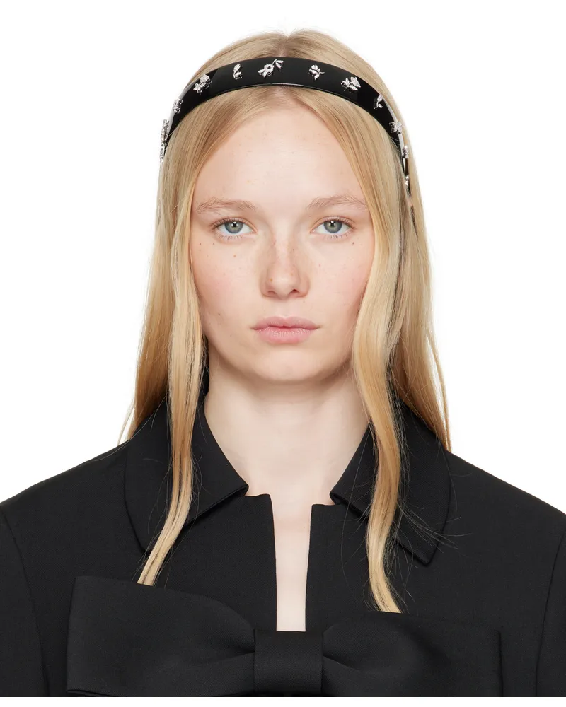 SHUSHU/TONG Black YVMIN Edition Zircon Floral Headband Silver