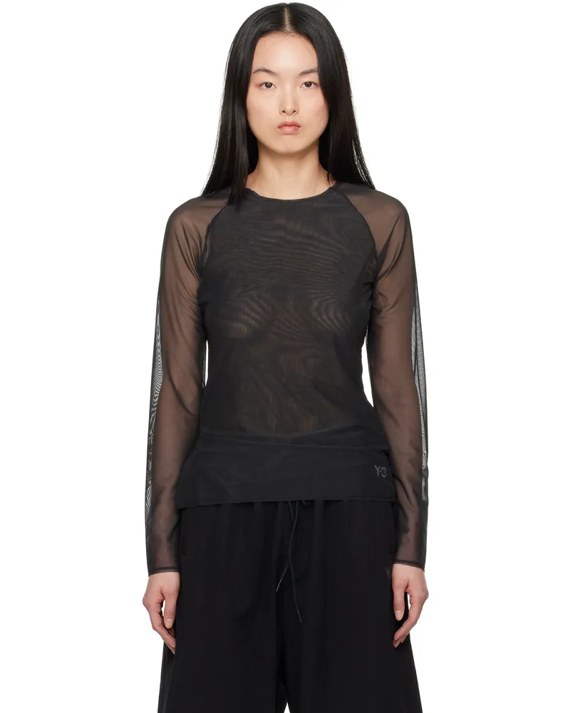 Y-3 Black Mesh Fitted T-shirt Black