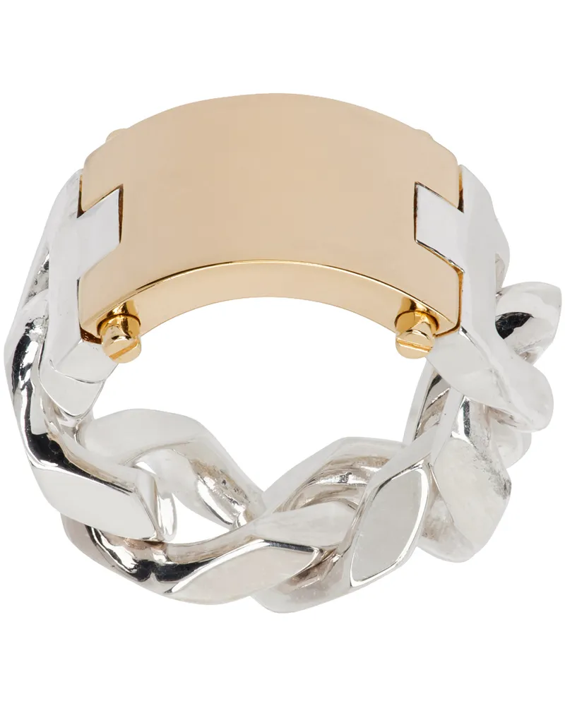 Bottega Veneta Gold & Silver Curb Chain Ring 8119