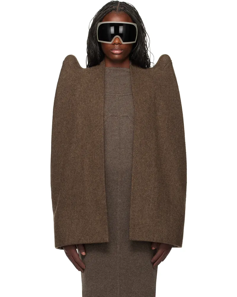 Rick Owens Brown Porterville Tec Cape Jacket 04