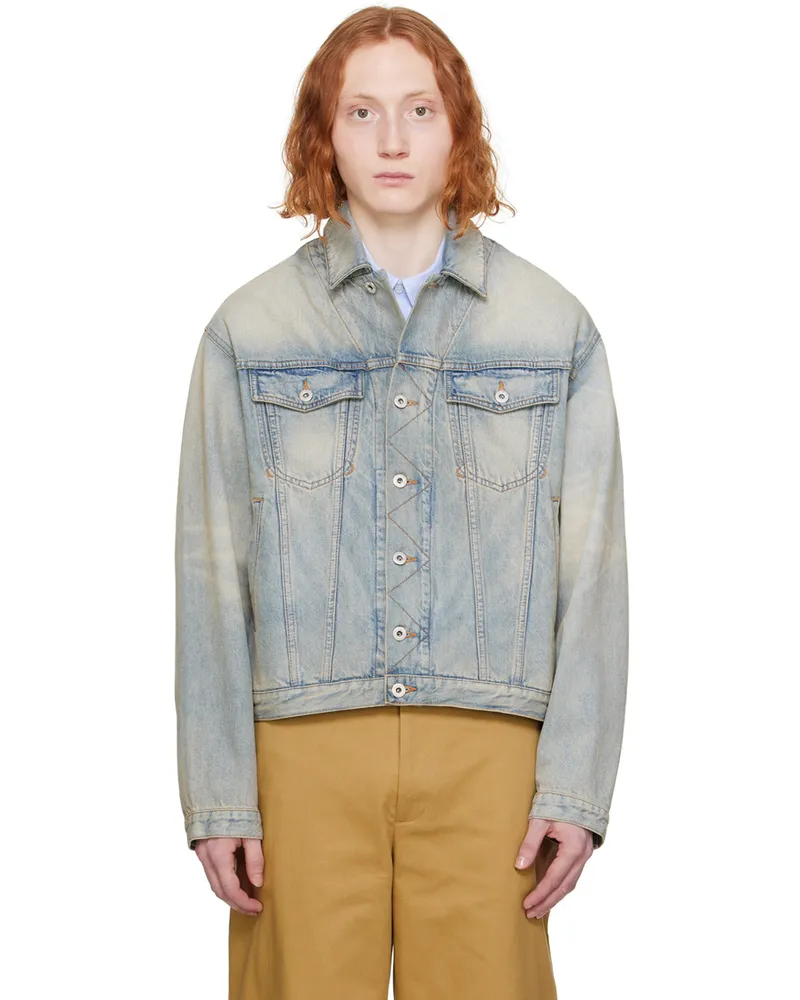 Kenzo Blue Kenzo Paris Drawn Varsity Denim Jacket Stone