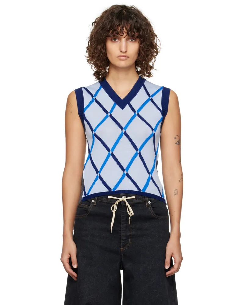 Marni Blue Argyle Half & Half Vest Arb21