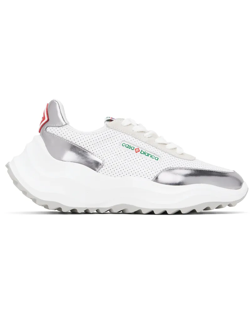 Casablanca Paris White & Silver Atlantis Sneakers White