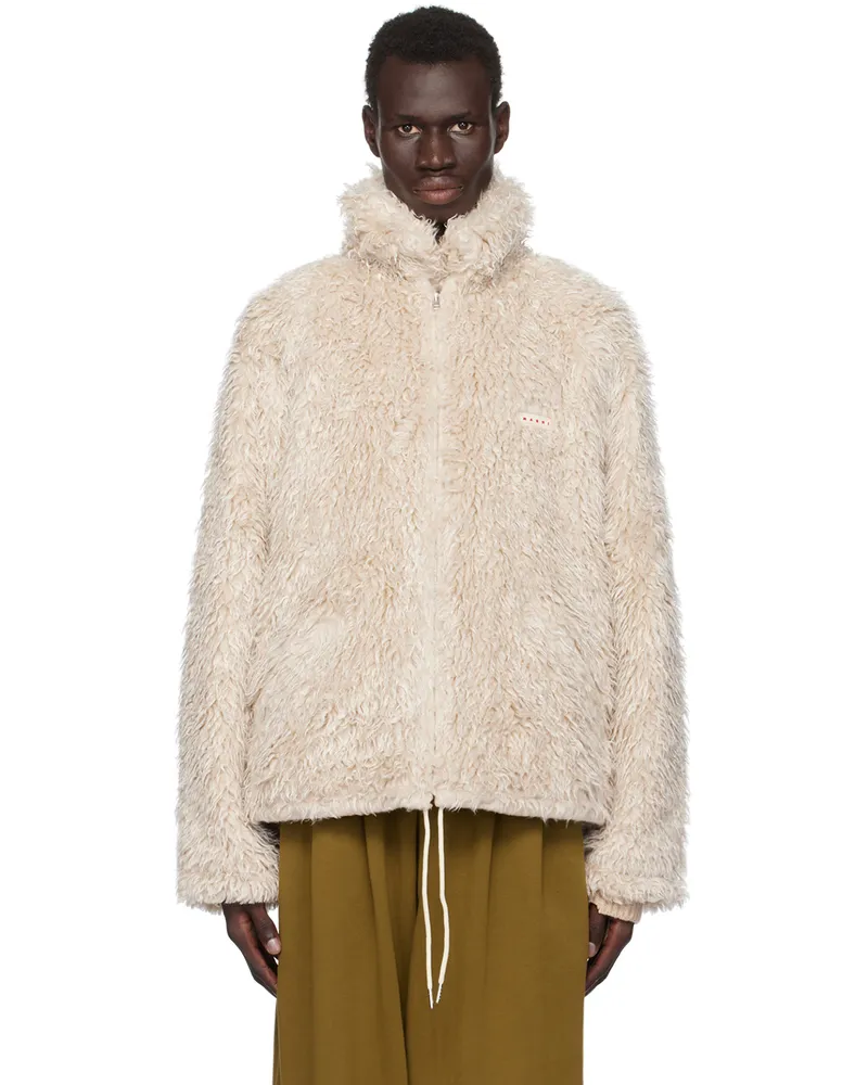 Marni Beige Shaggy Faux-Fur Jacket 00w09