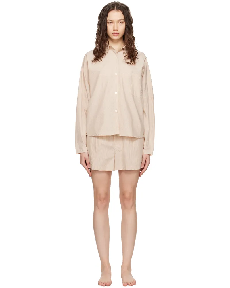 Deiji Studios Beige 'The Curved' Shirt & Shorts Set Sand