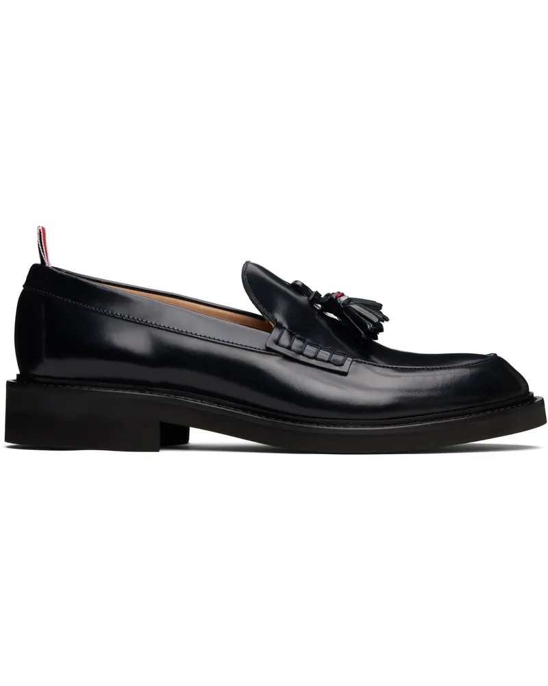 Thom Browne Navy Spazzolato Leather Tassle Loafers 415navy