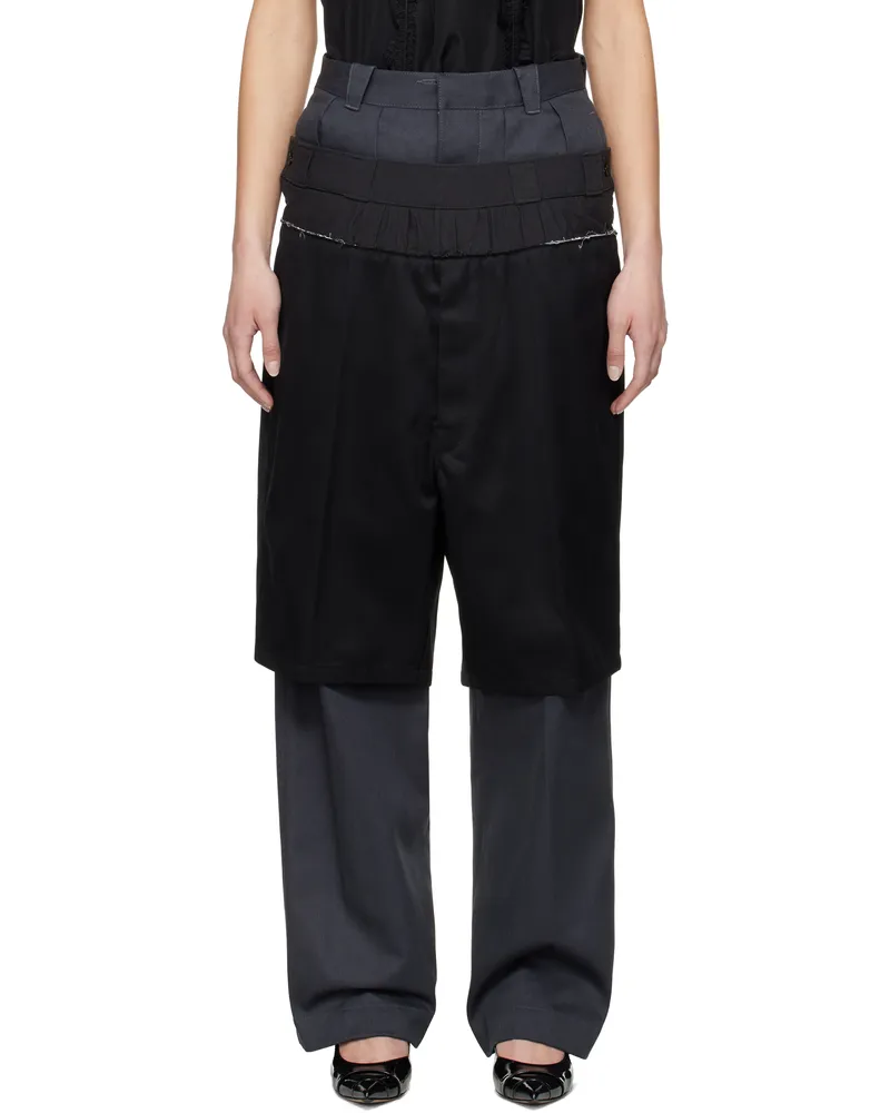 Maison Margiela Gray & Black Layered Trousers 860