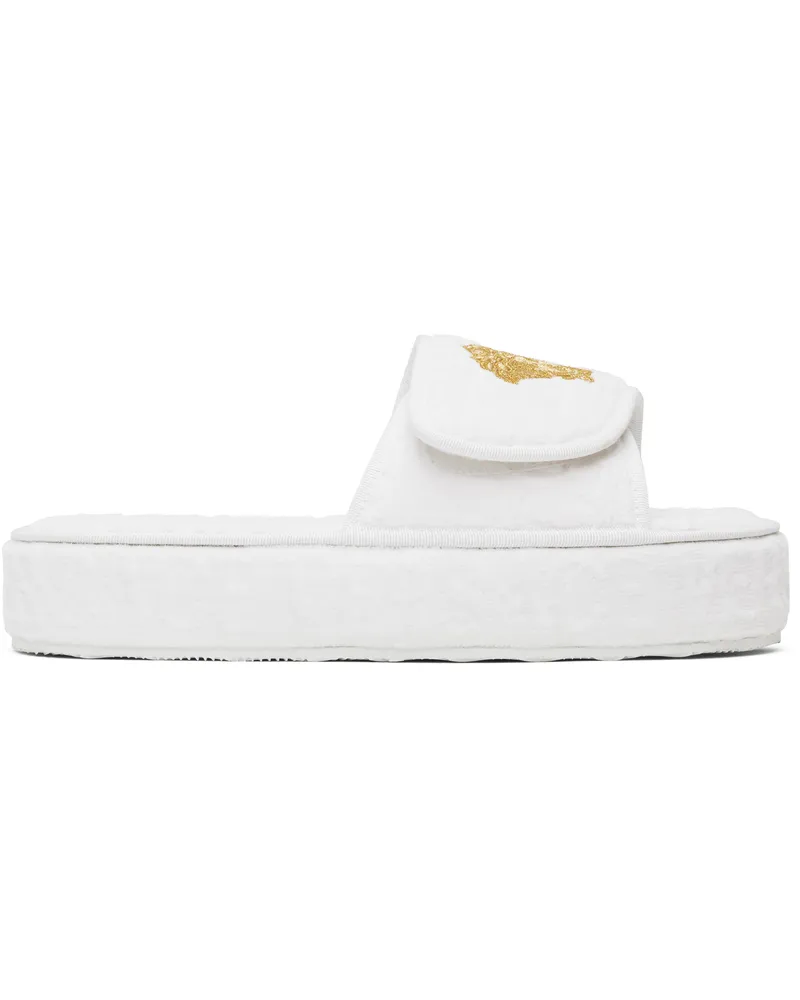 Versace White 'Versace' Allover Slippers Z4001-white