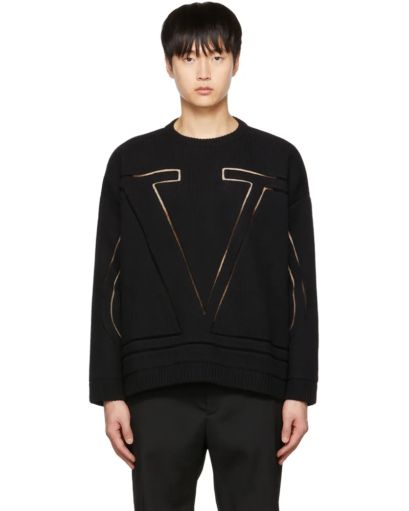 Valentino Garavani Black Cut-Out Sweater 0no