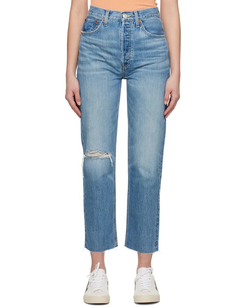RE/DONE Blue 70s Stove Pipe Jeans Worn