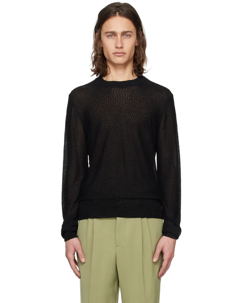 AMI Paris Black Semi-Sheer Sweater Black
