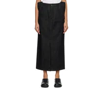 Black Flat Denim Maxi Skirt