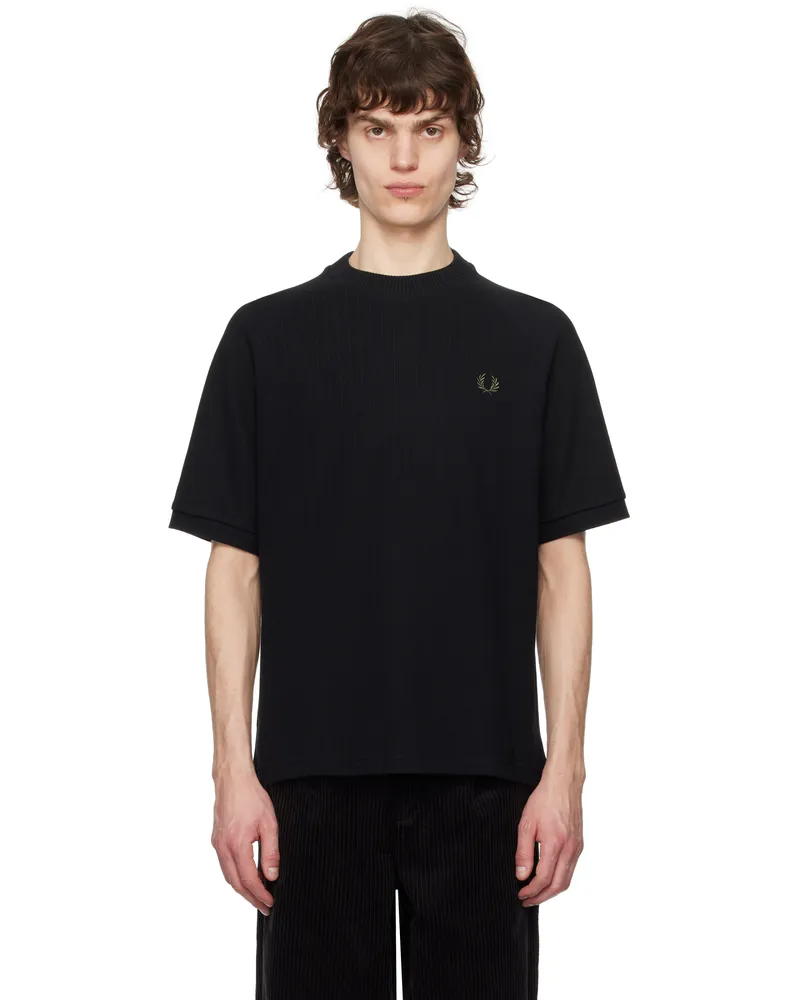 Fred Perry Black Ribbed Raglan Sleeve T-shirt 102