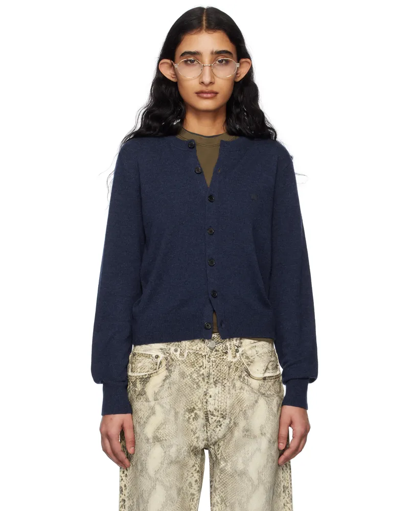 Acne Studios Navy Yak Wool Fitted Cardigan Ahe
