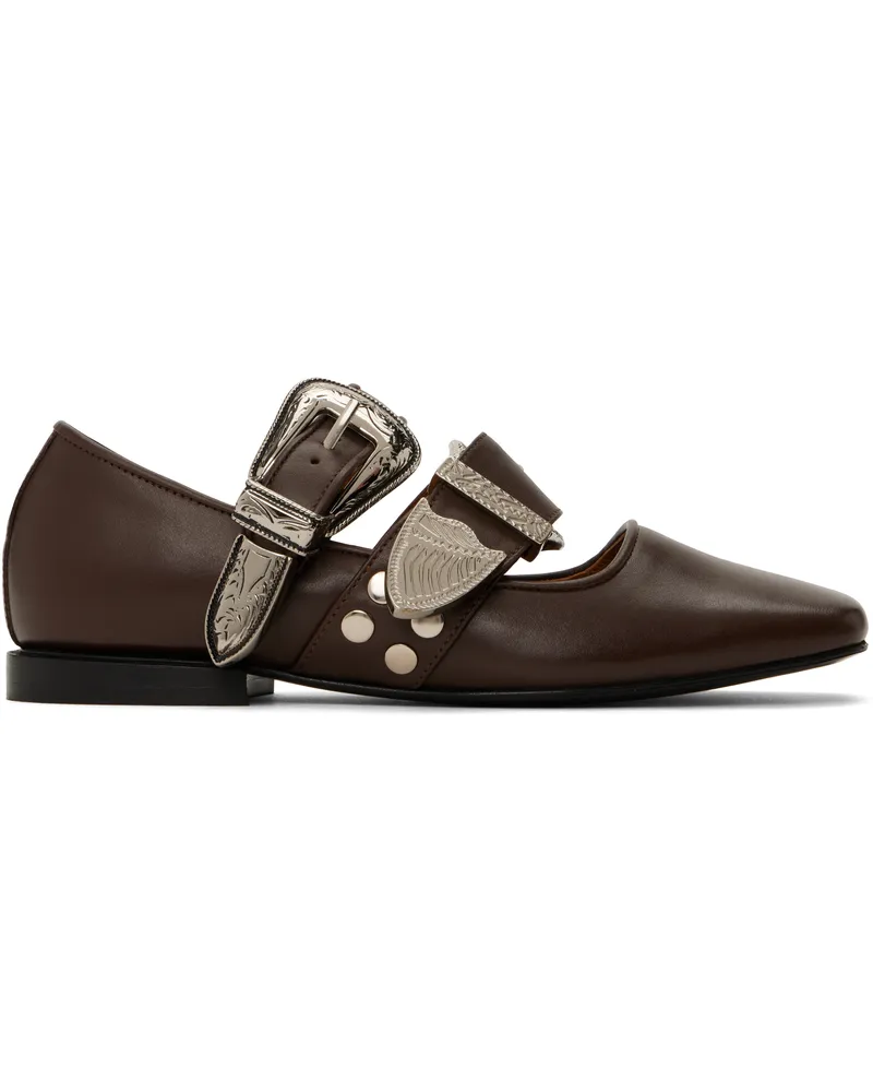 Toga SSENSE Exclusive Brown Metal Leather Ballerina Flats Brown