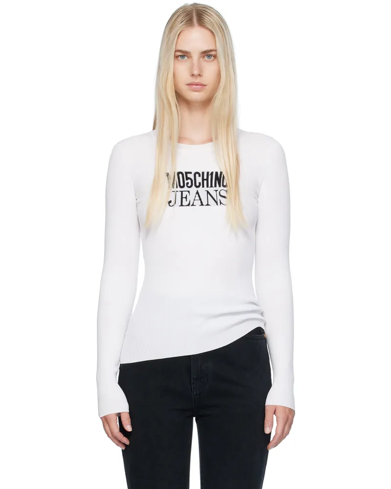 Moschino White Crewneck Sweater 3002
