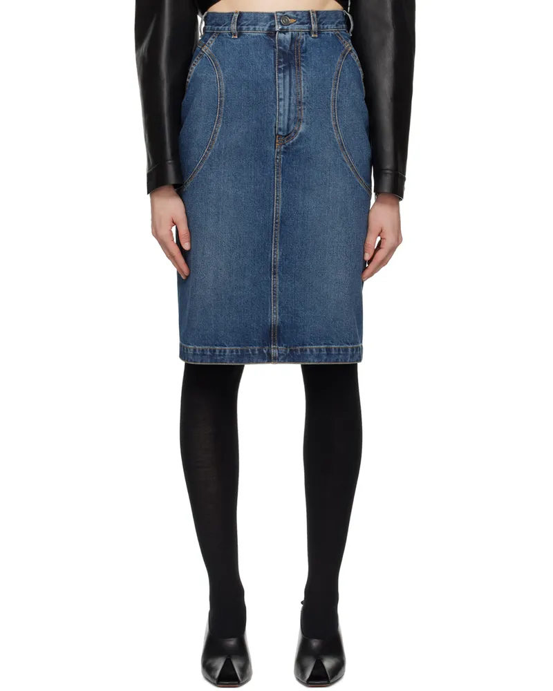 Alaïa Blue Pencil Denim Midi Skirt 525