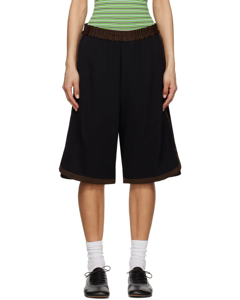 Wales Bonner Black & Brown Ossie Shorts Black