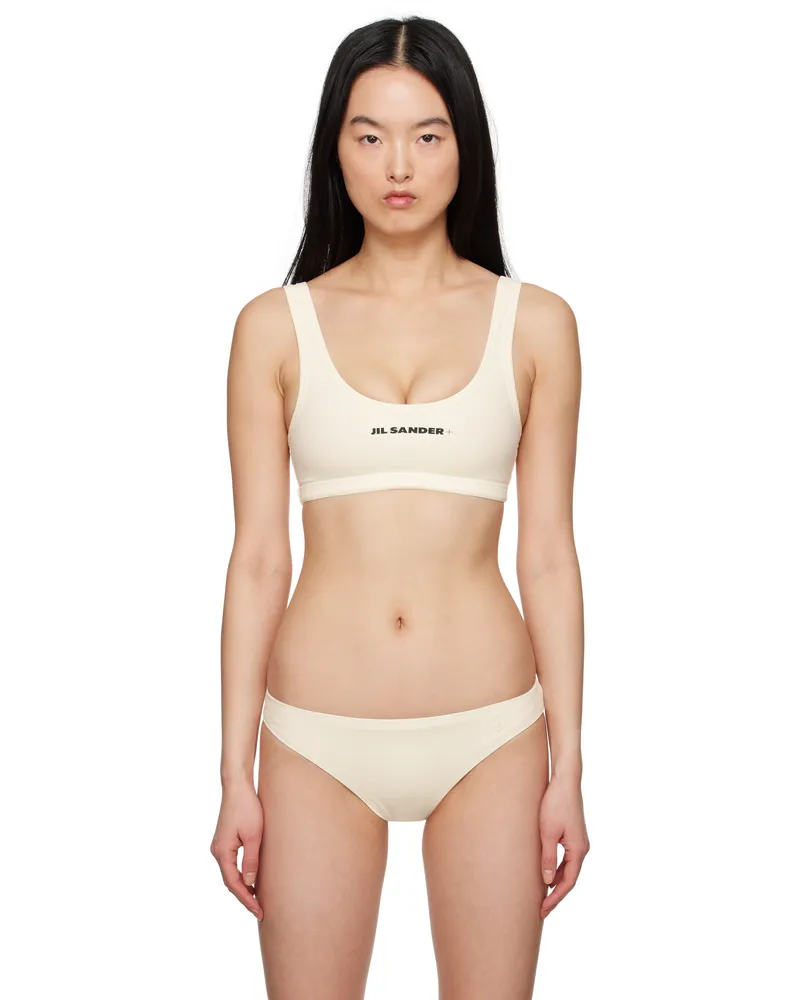 Jil Sander Beige Logo Bikini Top 104