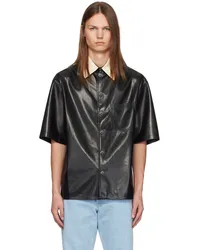 Nanushka Black Aksel Faux-Leather Shirt Black